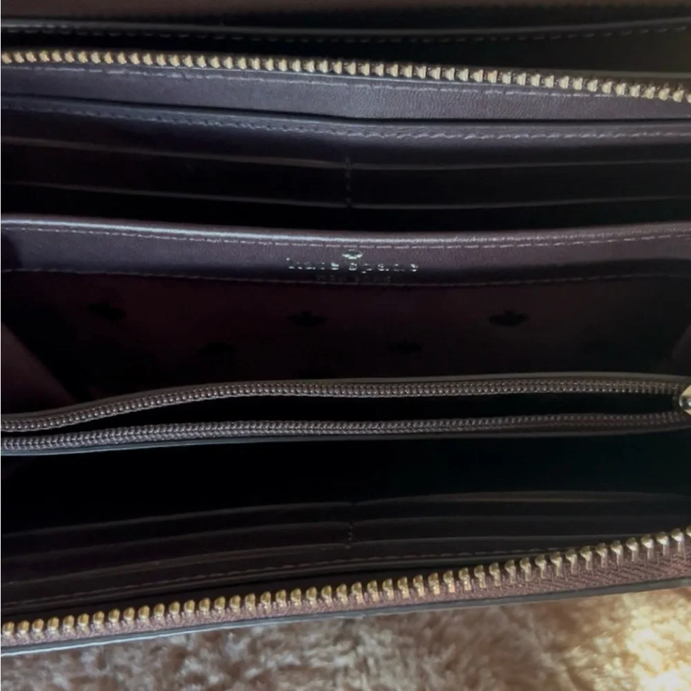 Kate Spade Dark Brown Leather Zip Wallet - Picture 3 of 3